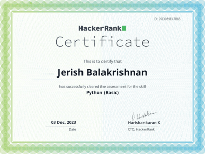 HackerRank Python(Basic) Certification
