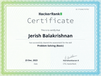 HackerRank Problem Solving(Basic) Certification