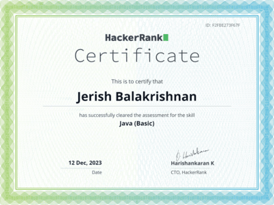 HackerRank Java(Basic) Certification