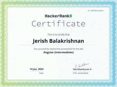 HackerRank Angular (Intermediate) Certification